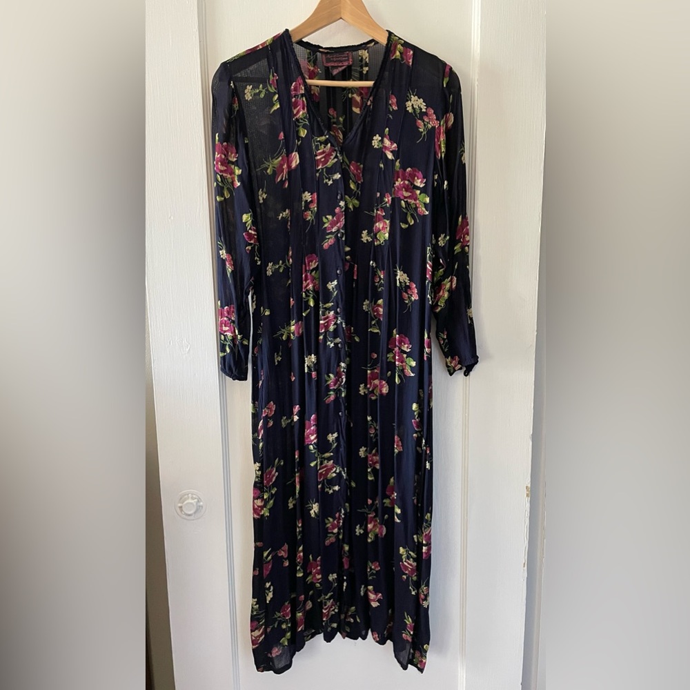 Vintage April Cornell Floral Sheer Midi Dress